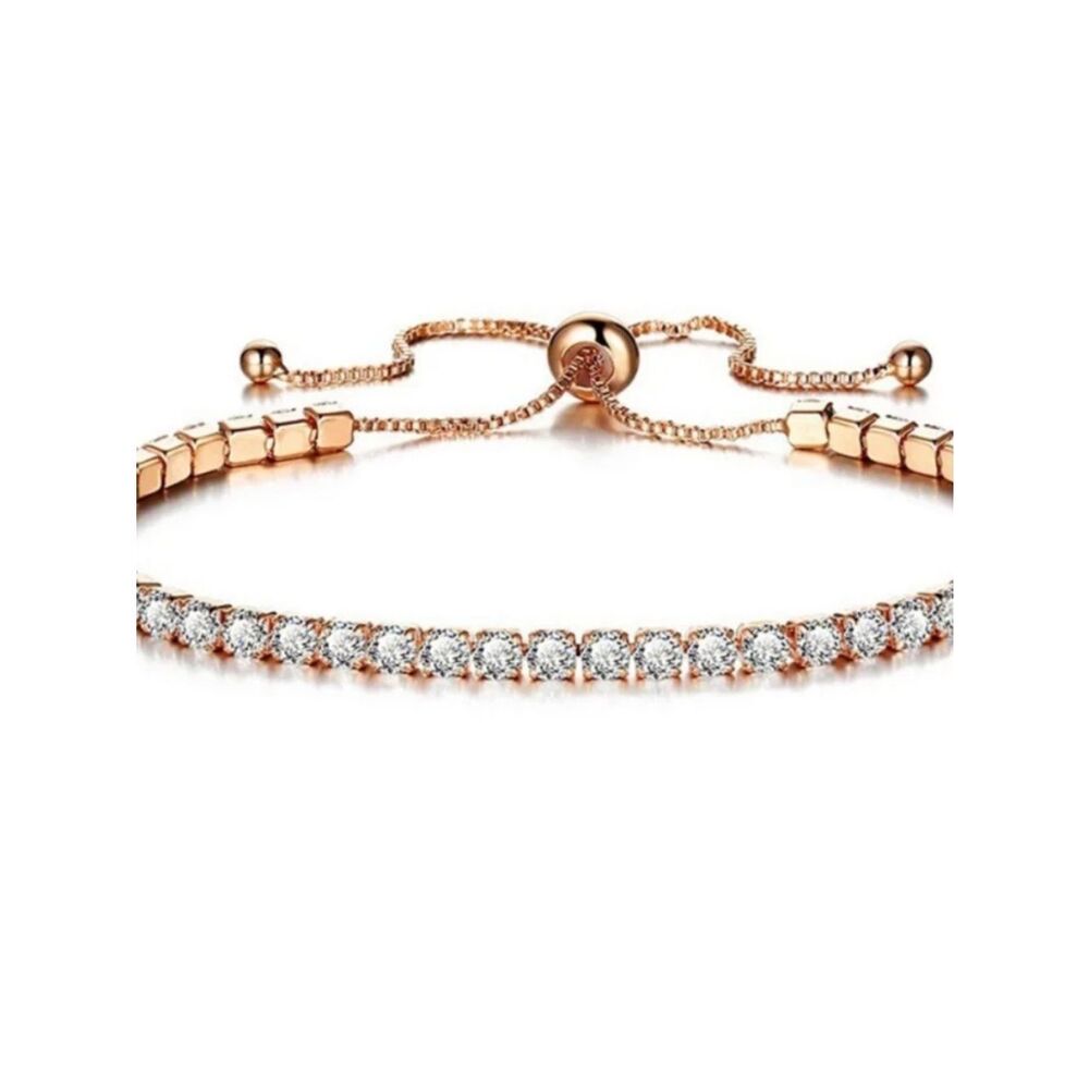 Swarovski Crystal tennis slider bracelet gold overlay